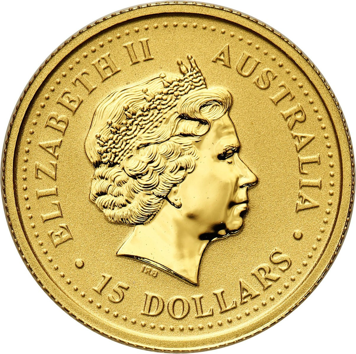 Australia. Elżbieta II 15 Dolarów 2005 kangur – 1/10 uncji złota